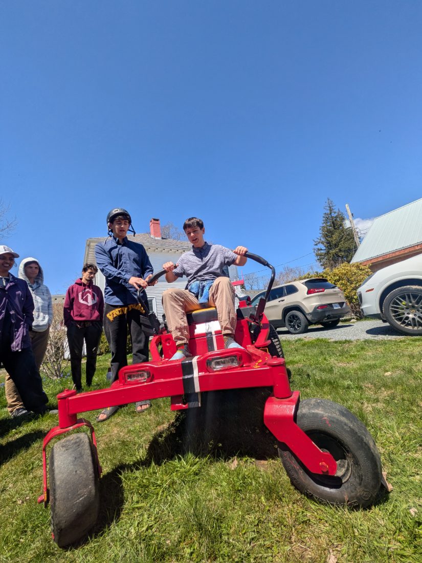riding the mower